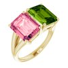 14K Yellow Peridot and Pink Topaz Ring Ref 11799022